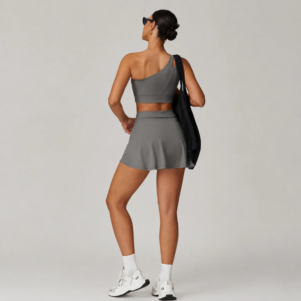One-Shoulder Tennis Skirt Set