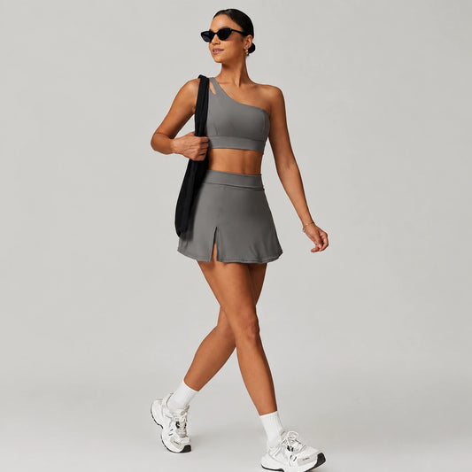 One-Shoulder Tennis Skirt Set