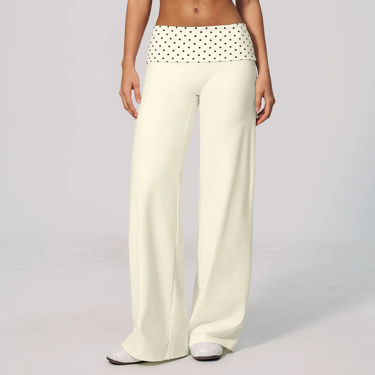 Polka Dot Foldover Waist Flare Pants