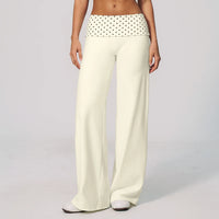 Polka Dot Foldover Waist Flare Pants
