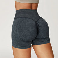 Seamless Sand-Washed High-Waist Gym Shorts