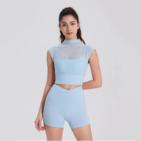 Mesh Patchwork Fitness Set