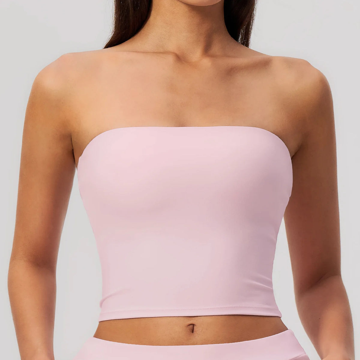 Strapless Bandeau Sports Bra with Removable Pads