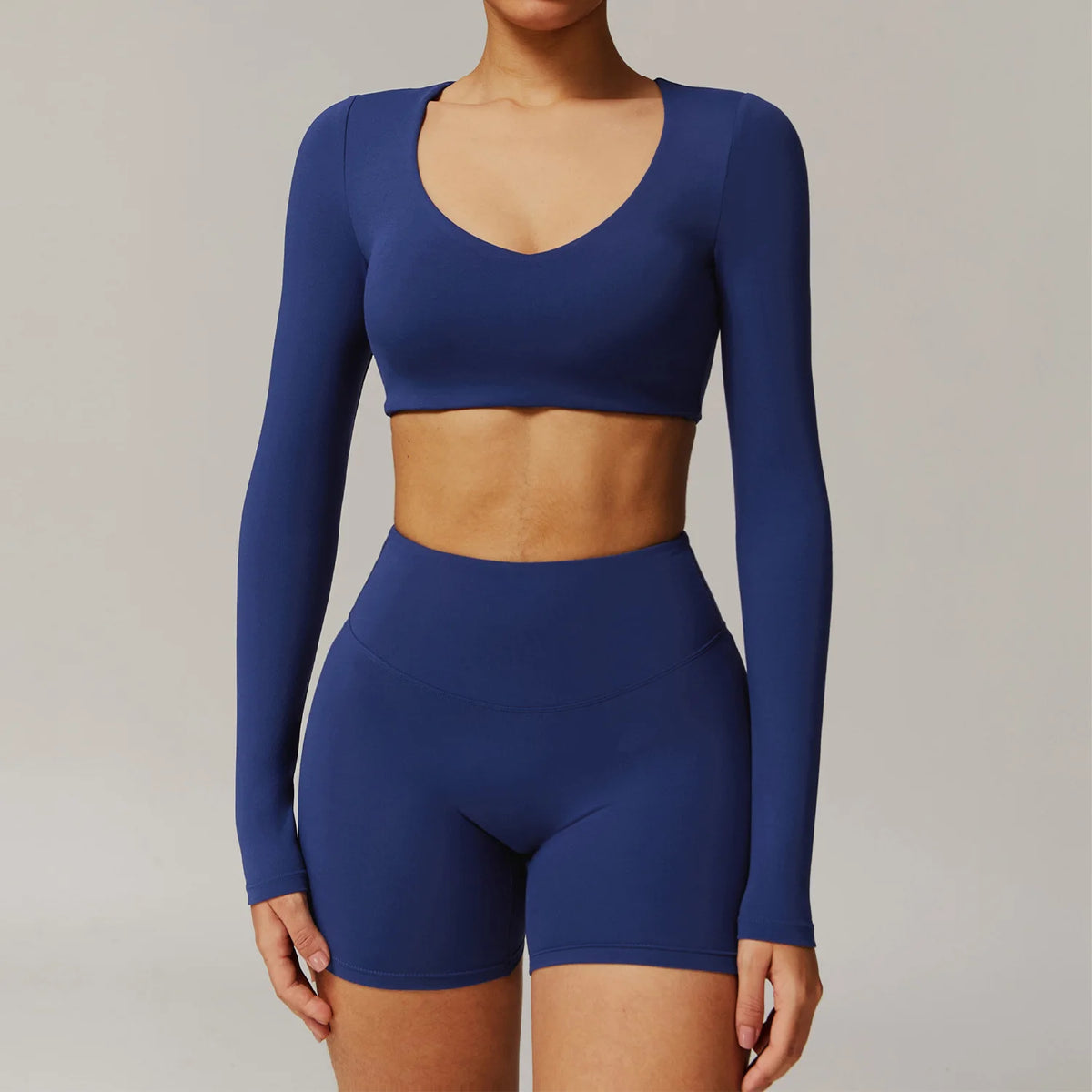 V-Neck Long Sleeve Cropped Yoga Top