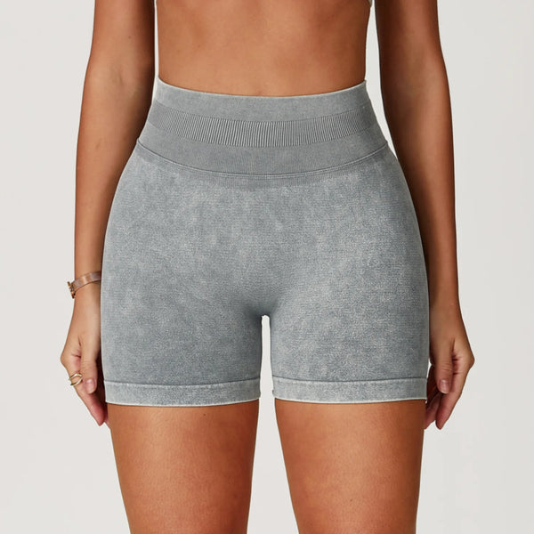 Seamless Sand-Washed High-Waist Gym Shorts