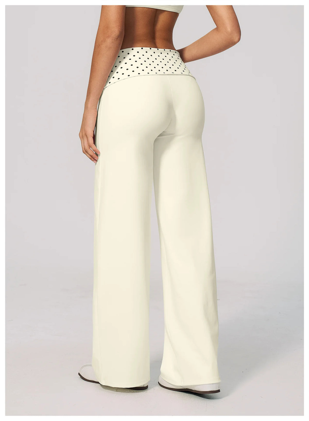 Polka Dot Foldover Waist Flare Pants