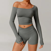 Off-Shoulder Long-Sleeve Crop Top