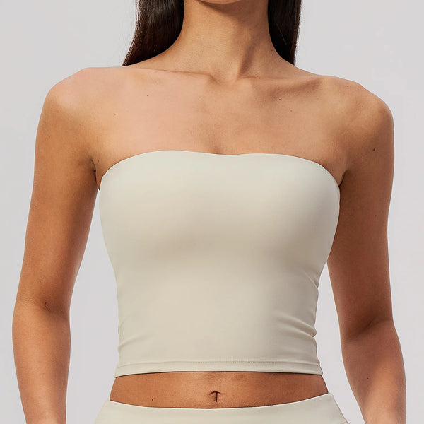 Strapless Bandeau Sports Bra with Removable Pads