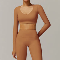 V-Neck Long Sleeve Cropped Yoga Top