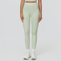 Contrast-Color Ribbed High-Waist Yoga Leggings