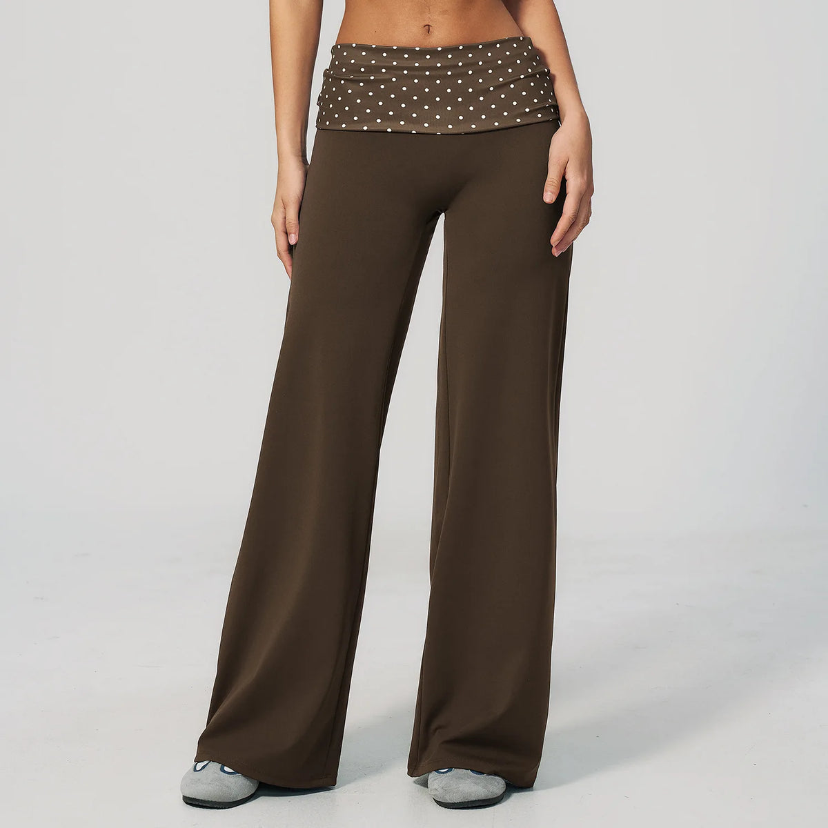 Polka Dot Foldover Waist Flare Pants