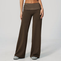 Polka Dot Foldover Waist Flare Pants