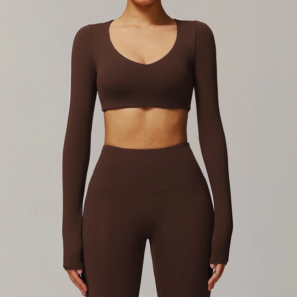 V-Neck Long Sleeve Cropped Yoga Top