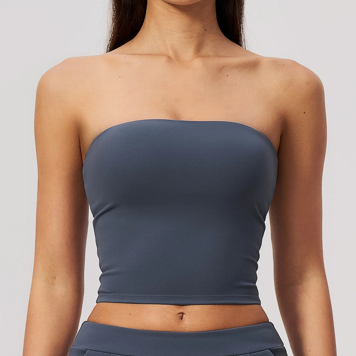 Strapless Bandeau Sports Bra with Removable Pads