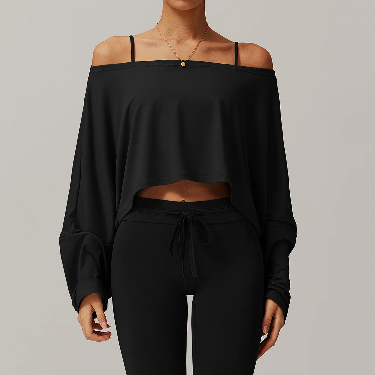 Sleek One-Shoulder Long-Sleeve Top