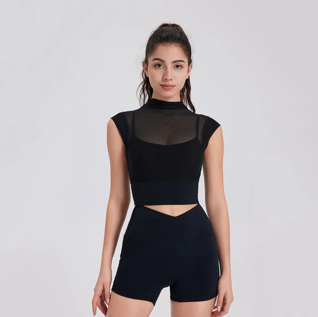 Mesh Patchwork Fitness Set