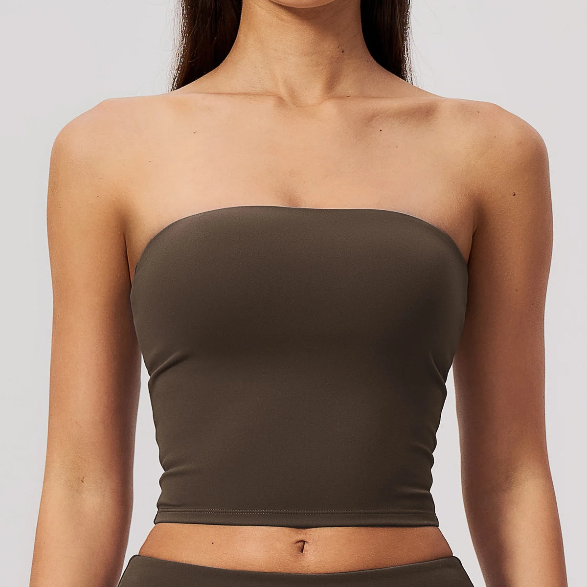 Strapless Bandeau Sports Bra with Removable Pads