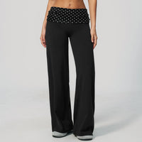 Polka Dot Foldover Waist Flare Pants