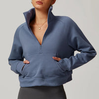 Half-Zip Cropped Sweatshirt