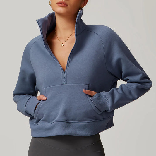 Half-Zip Cropped Sweatshirt