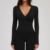 Wrap-Front Long Sleeve Top