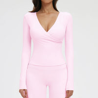 Wrap-Front Long Sleeve Top